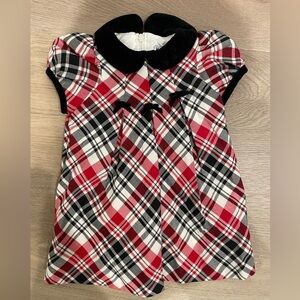 Plaid Baby Dress with Black Velvet Collar